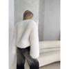 KOSY Autumn Winter Women Faux Fur Jacket Open Front Fluffy Long Hair Cropped Coat Black White