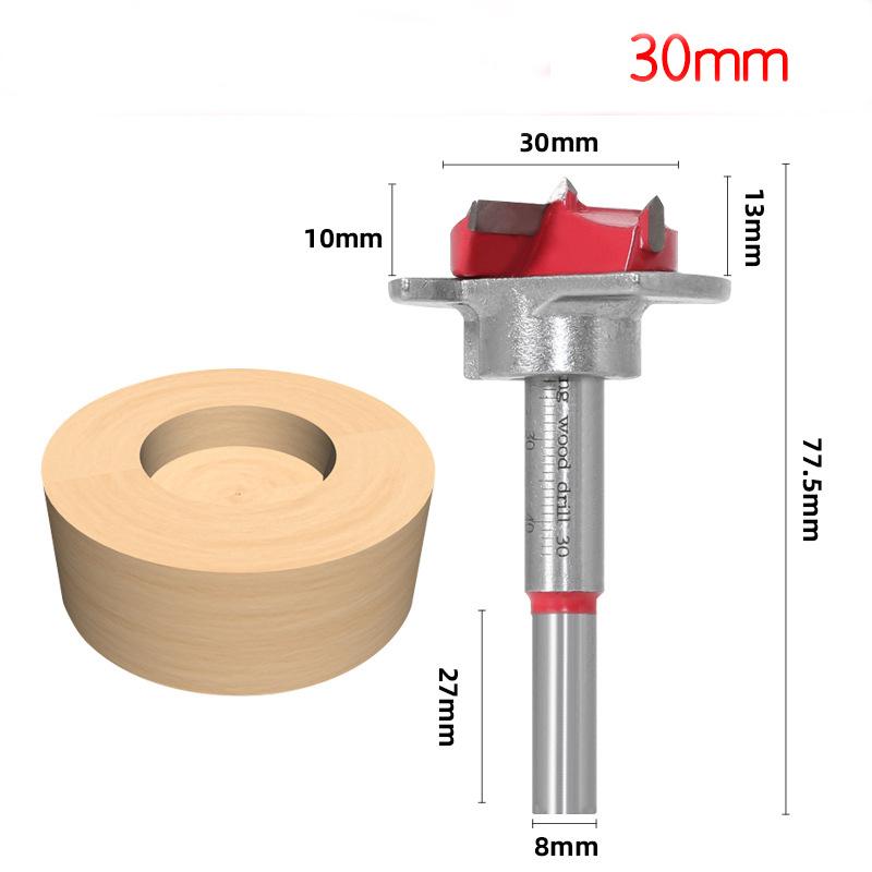 Adjustable Hinge Boring Bit Set 15-35mm - Carbide Tipped Flat Wing Drill for Cabinet Doors with Depth Stop & Guide Bushings