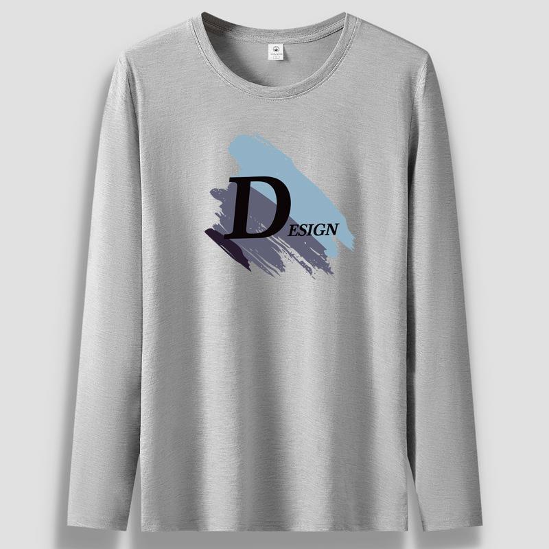 

Большой размер D плюс мужская зимняя модная футболка с длинными рукавами из чистого хлопка мужская толстовка с круглым вырезом S-5XL S светло-серый