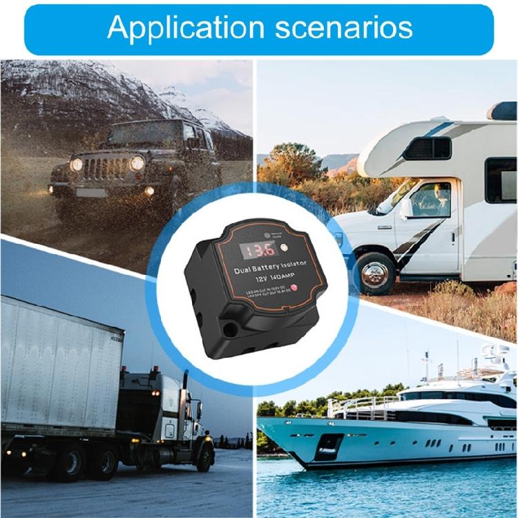 12V 140A Double Battery Isolator with LED Voltmeter Waterproof Voltage Sensitive Relays for Car Campers Motorhomes