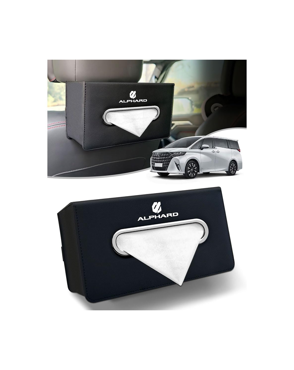 Maplewoodcar Car Tissue for ALPHARD with New Alphard 40 PU Stylish Large Car Tissue Easy Brown Case, Hanging, [Compatible Series/30 Series/20 Series],