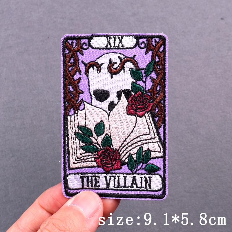 Hip Hop Punk Embroidery Patches For Clothing Thermoadhesive Patch Iron On Patches On Clothes Tarot Cards Skull Patch For Clothes