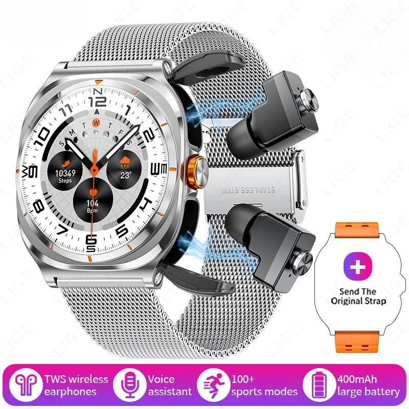 2 In 1 Smart Watch With Earbuds TWS Bluetooth Earphone Heart Rate Blood Pressure Sport Fitness Smartwatch Music Watch Men