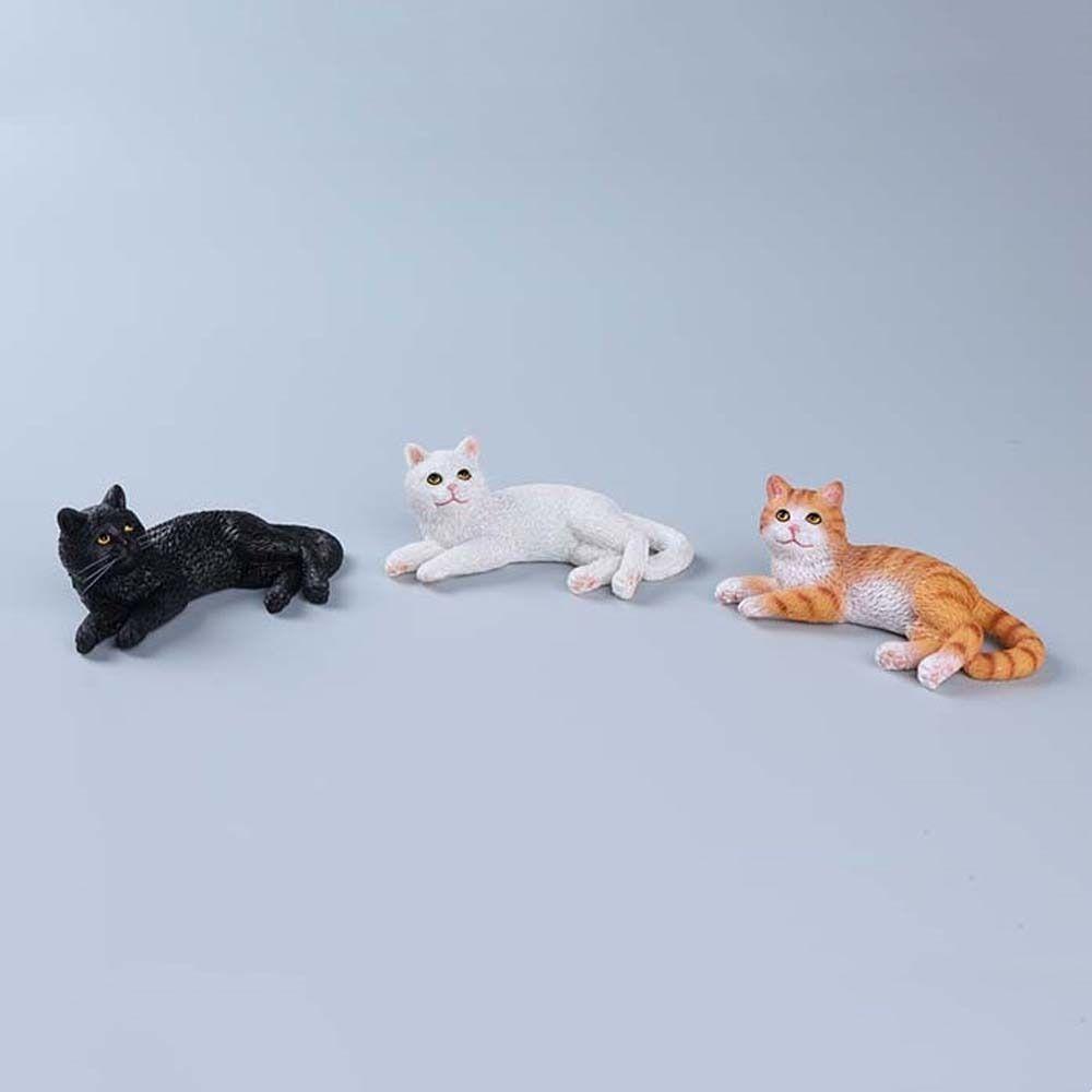 Simulation Cat Pet Model Cartoon Lying Cat Statue Adorable Cat Ornament  Dashboard Figurine