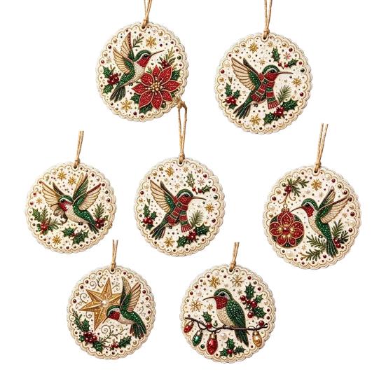 Creative Weekend Activity Kit 6Pcs/Set Christmas Ornaments DIY Faux Pearl Art Kit, Hanging Decorations Craft Personalized Tree with Round Charms