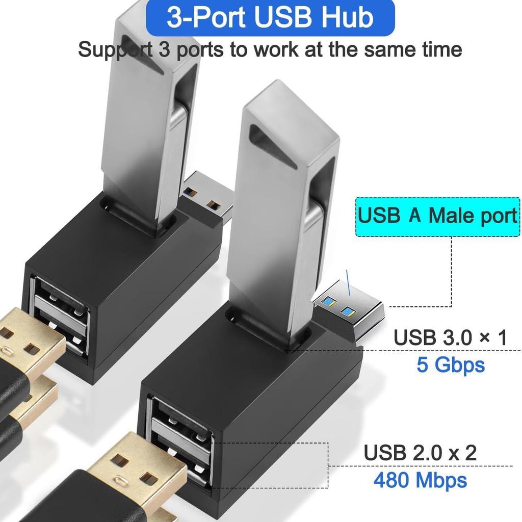 USB Direct USB USB Combo USB Hub for USB Port High and Compatible with and Windows 3-Port Hub, Mount, 3.0 + 2.0 Hub, Ultra-Compact, Expansion, Speed,