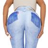 Cross-Border Fashion Digital Print Denim Blue Tight High Elastic Quick-Drying Yoga Pants Sports Running Slim Fit Fitness Pants Women
