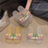HeliSha Women's Summer Flower Flat Sandals - Transparent Outdoor Beach Flip-Flops
