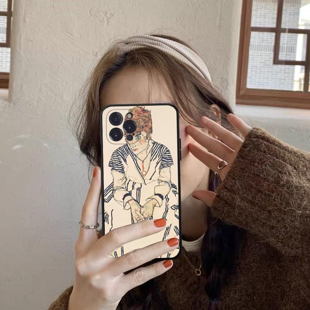 Egon Schiele Phone Case For iPhone 14 11 12 13 Mini Pro Max 8 7 6 6S Plus X SE 2020 XR XS Funda Case