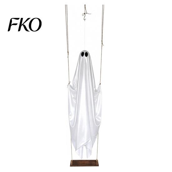Holiday Garden Decor Hanging Swinging Ghost Halloween Decoration, LED Light Up Large Spooky Funny Yard Art with Remote Control for Outside Porch Tree,