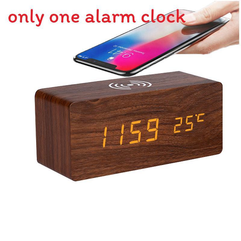 Modern Wooden Led Digital Clock With Temperature Display For Home Office Decor