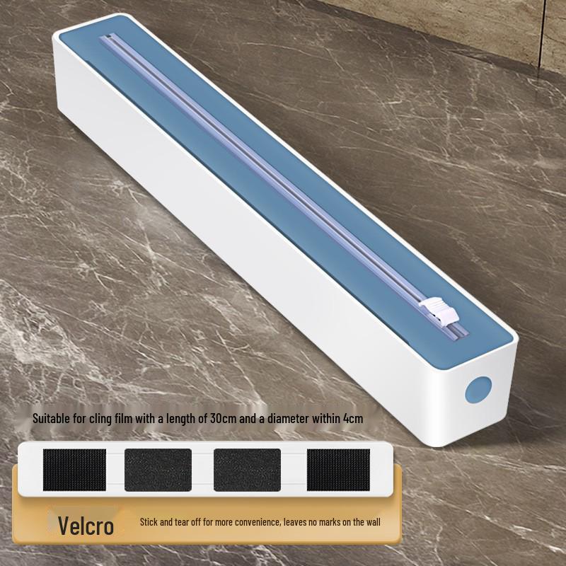 Two-Way Sliding Blade Cling Film & Foil Cutter with Magnetic Wall-Mounted Storage Box