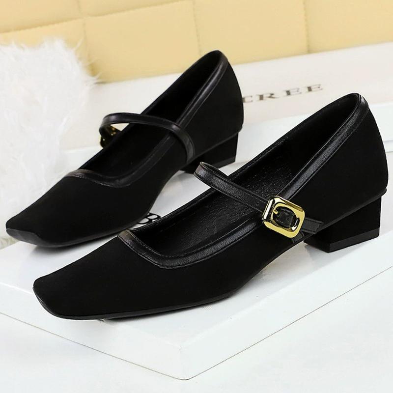 

Туфли Каблук 3 см Женские Винтажные туфли Мэри Джейн Металлический леопардовый принт Квадратный носок Женские Туфли-лодочки Низкий каблук Высокий каблук Замша 40