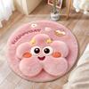 Alfombra Redonda de Imitación Cachemir con Pompom de Dibujos Animados, Antideslizante y a Prueba de Frío, Perfecta para Decoración de Dormitorio, Sala de Estar o Mesa de Centro.