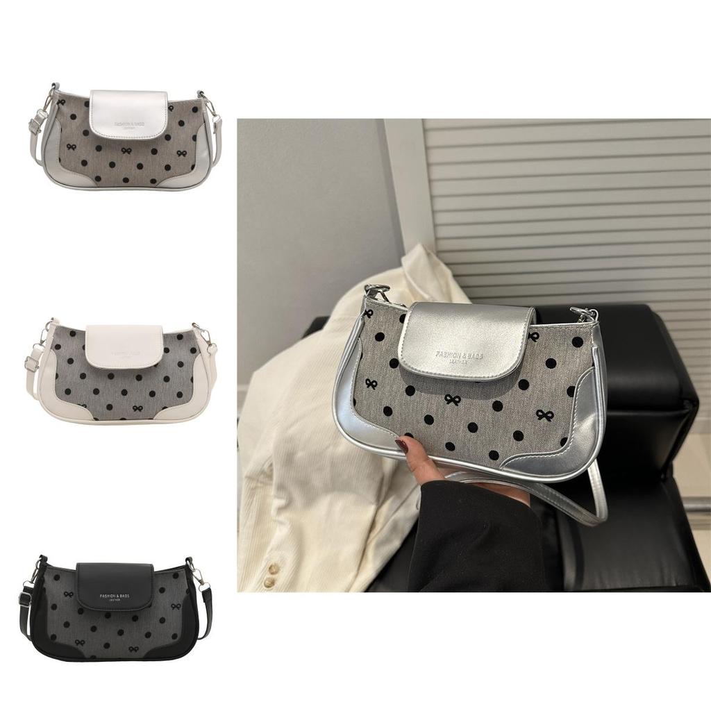 Pu Dot Pattern Crossbody Bag With Zipper Closure And Mobile Pocket For Daily Use