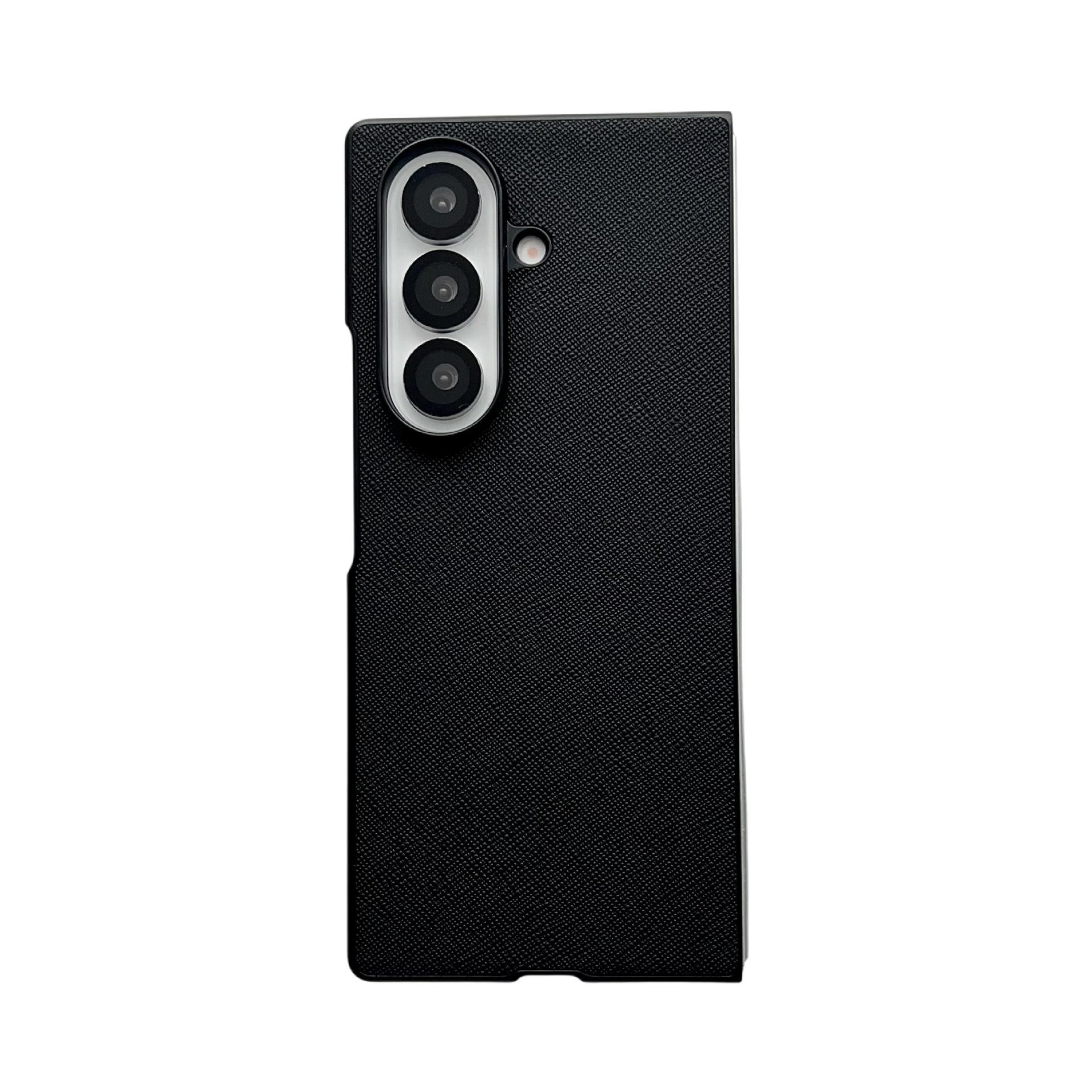 

Classic Leather Pattern Phone Case For Samsung Galaxy Z Fold 7 Fold3 4 5 6 ZFlip 7 Black Hard PC Bumper Protective Cover Shell Galaxy Z Fold3 5G