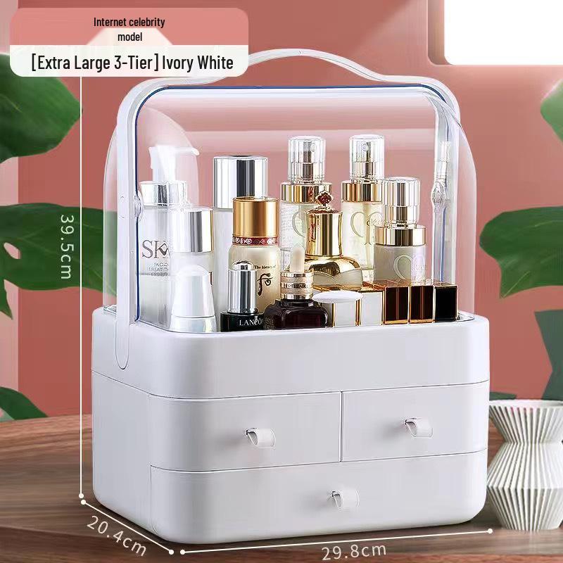 Compact Skincare Cosmetics Organizer: Handheld, Dustproof Drawer Rack for Desktop Storage
