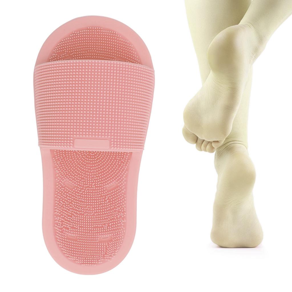 1 Piece Shower Foot Scrubber Soft Silicone Non Slip Suction Cups Foot Cleaner Slipper Without Bending
