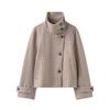 Womens Casual Stand Collar Long Sleeve Solid Color Commute Jacket Outerwear