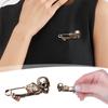 Skeleton Shaped Safety Pin Brooch Metal Alloy Skull Design Halloween Accessory Lapel Pin Decoration for Clothing Bags and Hats