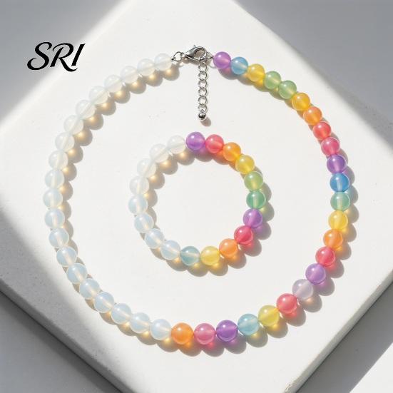 Bright Bead Jewelry Color Changing Beaded Jewelry, UV Reactive Colorful Necklace, Dopamine Beads Summer Beach Necklace Bracelet, Accessory,