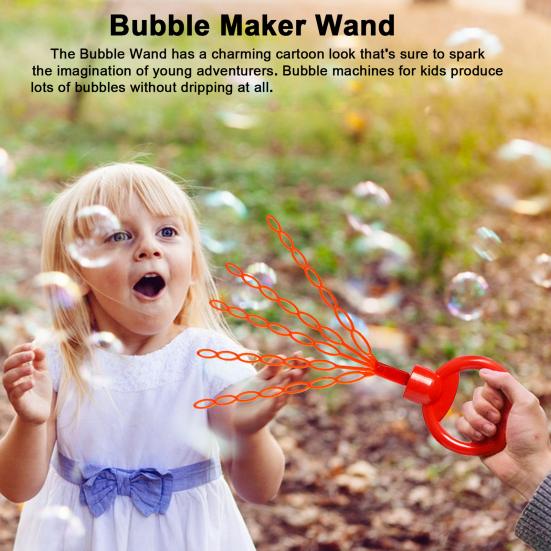 32 Hole Smiling Face Bubble Stick Big Bubble Wands Leak-Proof Bubble Machine Cute Long 5-Claw Bubble Wand for Summer Toy Party Favor