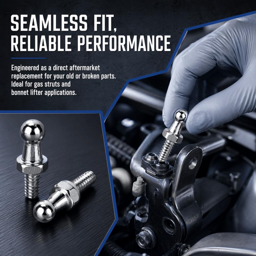 2PCS Vis à Tête Boule Argentée 10mm Connecteur Raccord pour Ressort à Gaz Universel Pour Tous les Vérins à Gaz de Voiture