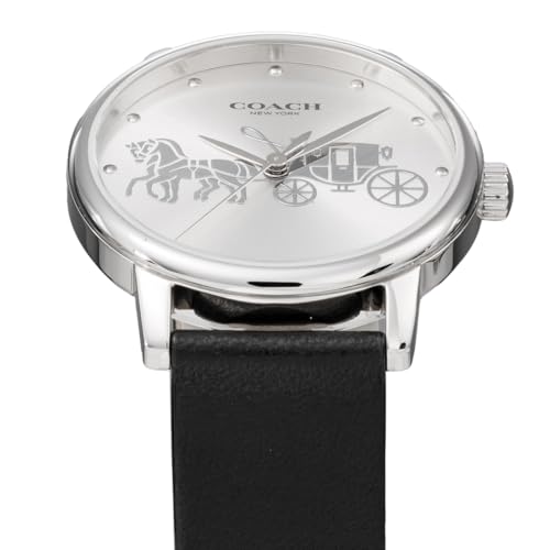 Coach Watch GRAND Silver Dial Quartz Daily Waterproof Mineral Glass 36mm 14503494 Women's Black