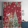 Christmas Poinsettia Cat Snowflake Sheer Curtains For Kids Bedroom Living Room Voile Curtains Xmas Kitchen Tulle Curtain