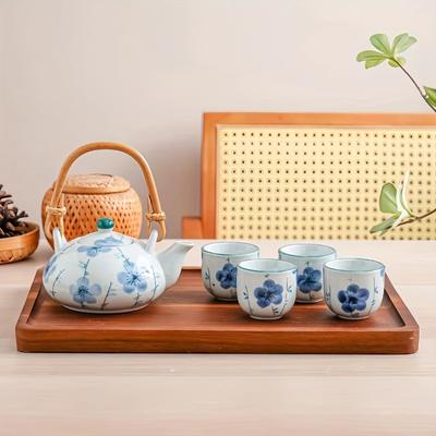 5pcs/set Hand-painted High-temperature Household Large-capacity Tea Set A Pot With Four Cups Flower Tea Set Gifts For Afternoon Tea Tea Party Tea Set