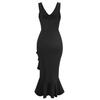 Women Summer Casual V-Neck Sleeveless Dress Solid Color A-Line High Waist Ruffle Hem Irregular Long Dresses Spring Fashion S-XL
