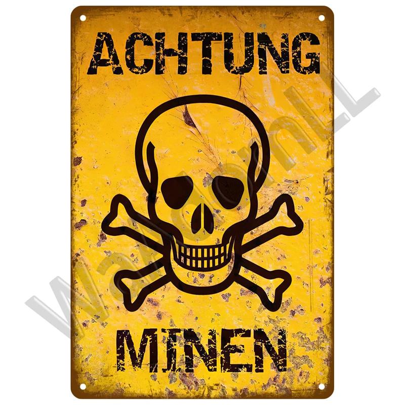 Retro Caution Metal Sign for Bar Pub Garage  Vintage Russian Warning Decor for Home Walls