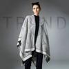 Women Geometric Jacquard Open Front Poncho Shawl 165×130cm Wool Blend Warm Oversized Wrap Cape for Fall Winter