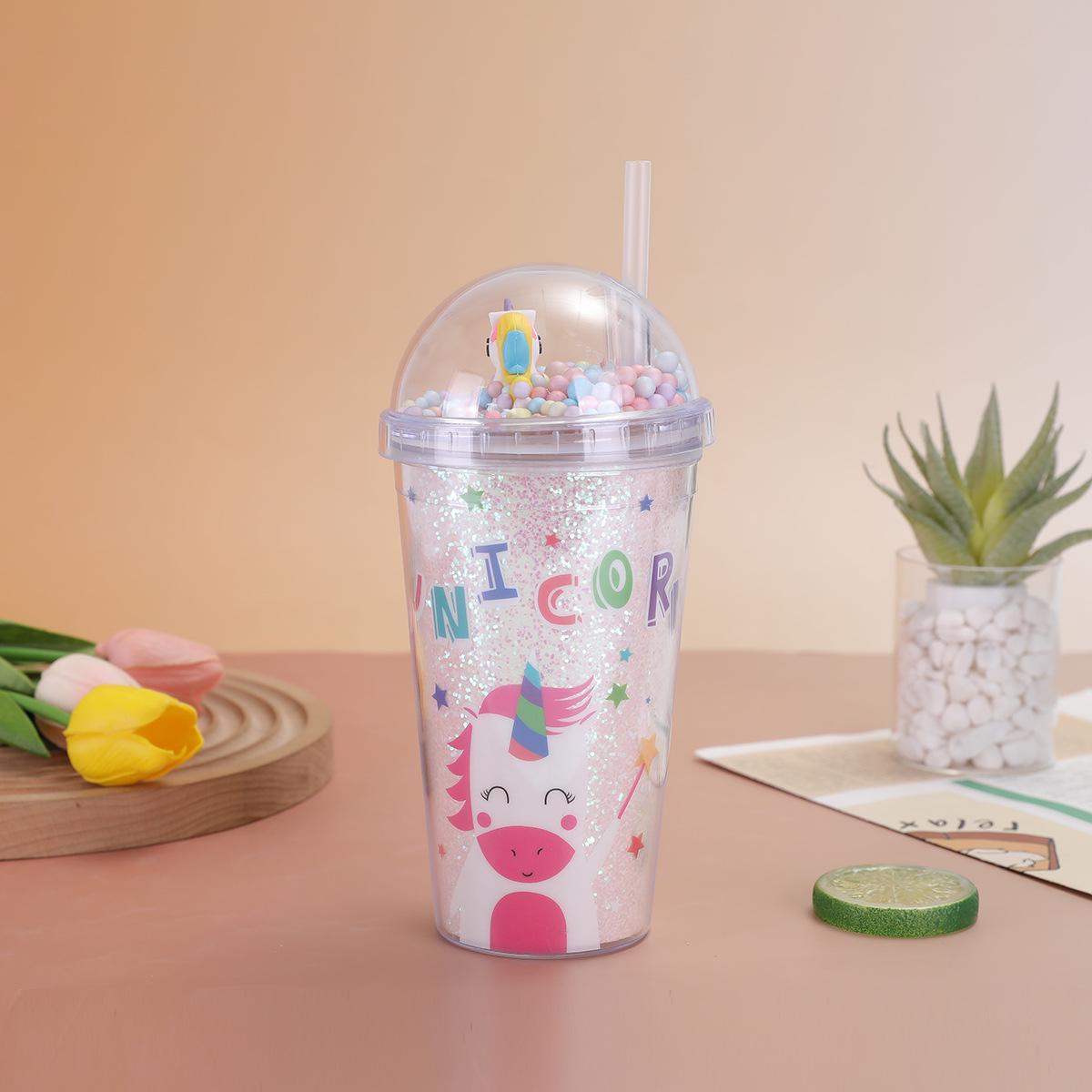 

My Little Pony Unicorn Double-Layer Straw Cup - Durable Drop-Proof Plastic for Summer 450ml