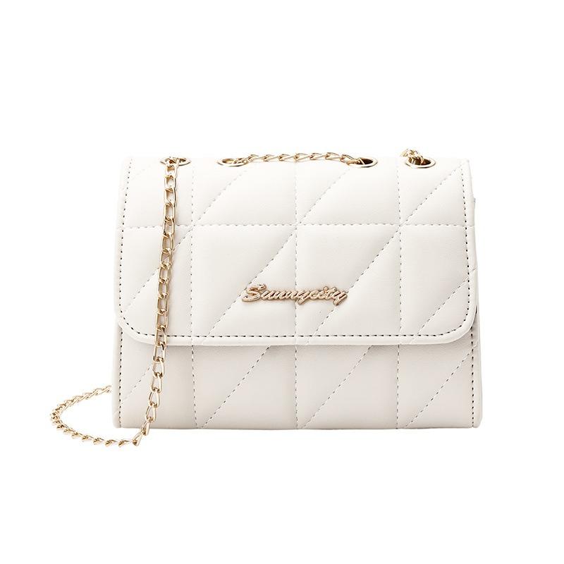 Fashion and Elegant Rhombus Embroidered Shoulder Square Bag Trendy Chain Messenger Women's Bag Bag