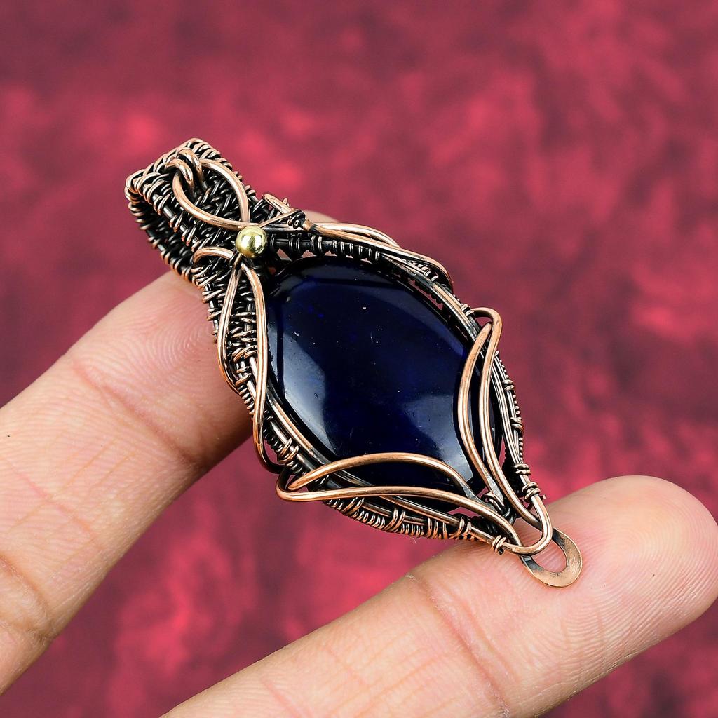 Blue Fire Labradorite Pendant Copper Wire Wrapped Gemstone Pendant Copper Jewelry Handmade Brand New Pendant Wire Wrap Jewelry Gifts For Her
