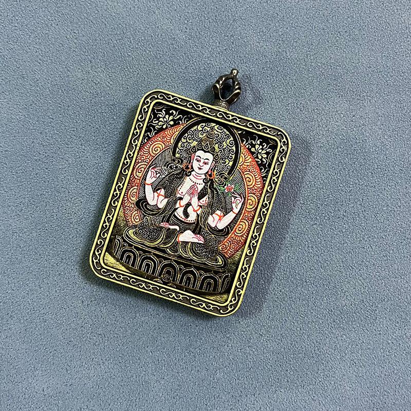 men and women Lucky Talisman decorative pendant alloy material Buddhist figure painting thangka Wealth Luck Feng Shui Decor