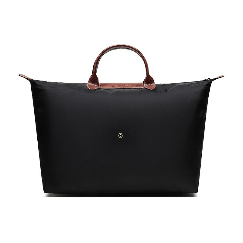 Longchamp Borsa da Viaggio Tote Grande Pliage 45 Originale Tela in Poliammide Riciclato e Pelle di Mucca Borsa Tote da Donna Nera 1624089001