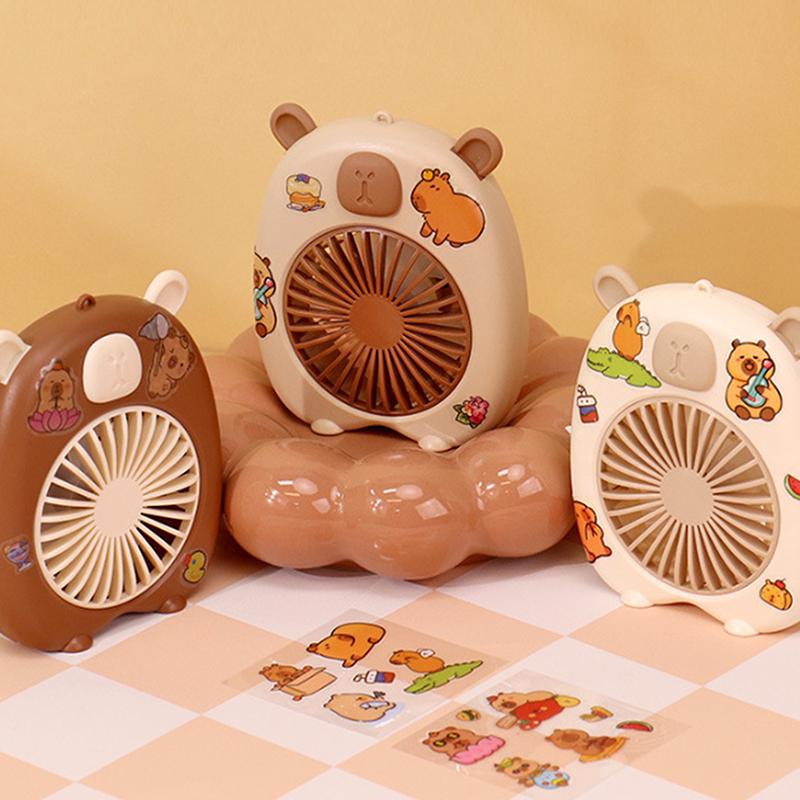 Roztomilá kapybara mini přenosný ventilátor ruční malý ventilátor USB nabíjení 3 rychlosti ruční ventilátor vhodný pro kancelář venkovní cestování kempování