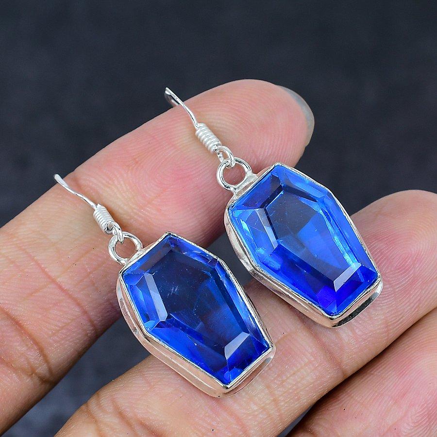 Tanzanite Gemstone 925 Sterling Silver Jewelry Earring 1.58"