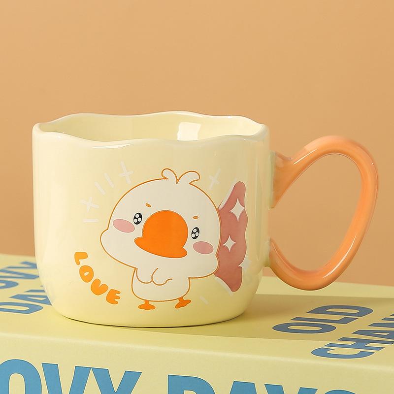 Creative Cute Goose Ceramic Cup High Value Mug with Handle Cup Cartoon Animal Student Drinking Water Cup