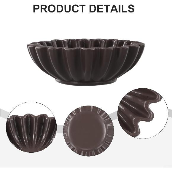 HandCrafted Marble Ruffle Bowl - Antique Scallop Fruit Dish, Vintage Ring Dish, Decorative Flower Bowl, House Warming and Wedding Present (Black M)