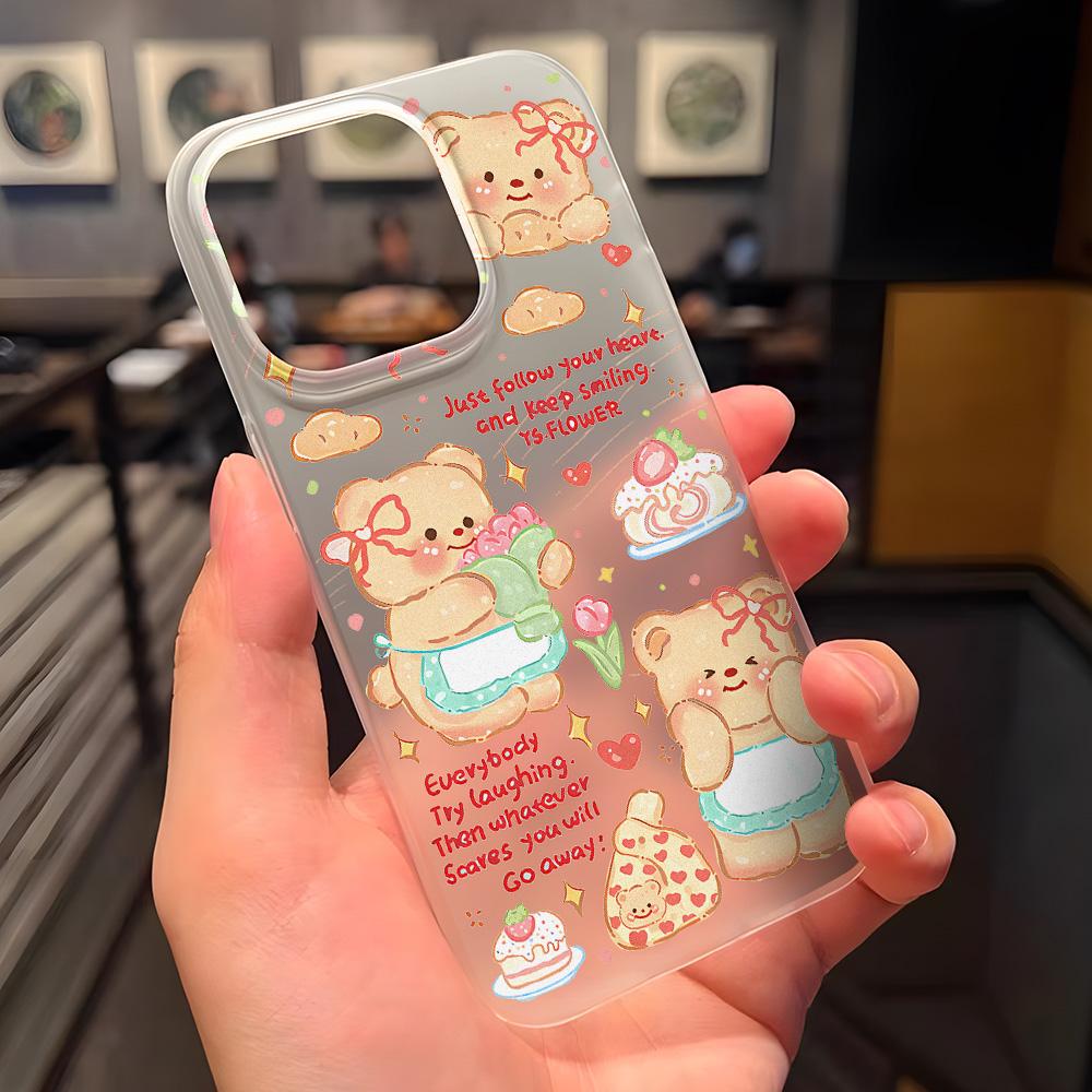 Mobile Phone Cases for iPhone 11 13 15 Pro Max 12 14 Pro Max Case iPhone 16 15 Plus 13 Pro 12 Frosted Texture Painted Cartoon Flowers