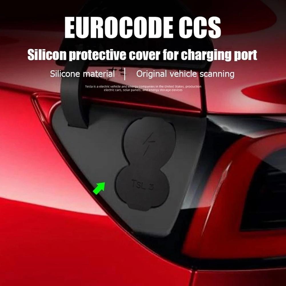 Car Charging Port Dust Cap Silicone Waterproof Dustproof Protective Cover For Tesla Model 3 Model Y EU Charger Hole Protector