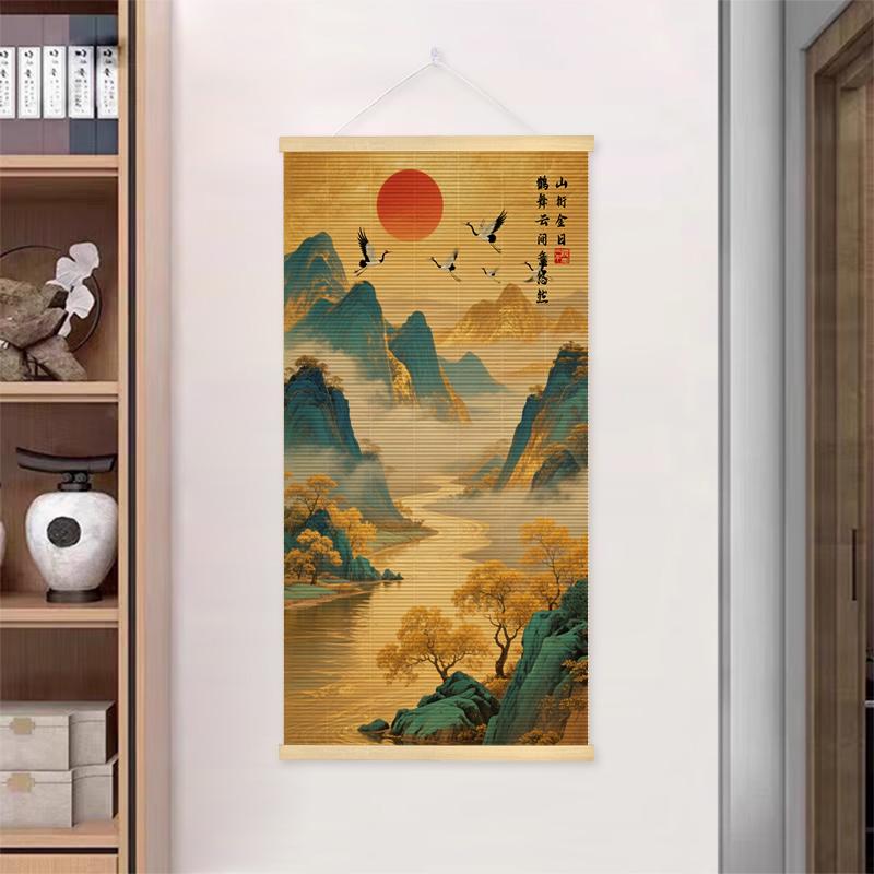 

Китайський стиль Бамбукова підвісна картина Штора-ролет Квітка лотоса Кабінет Дзен Чайна кімната Декор 40x80см/40x100см 40x80cm