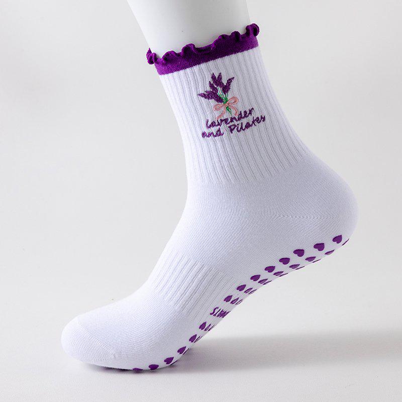 Women's Non-slip Lace Pilates & Yoga Socks - Scalloped Design for Outdoor Training & Dance