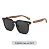 Polarized Square Sunglasses with UV Protection and Wood Grain Legs (Model P891876)