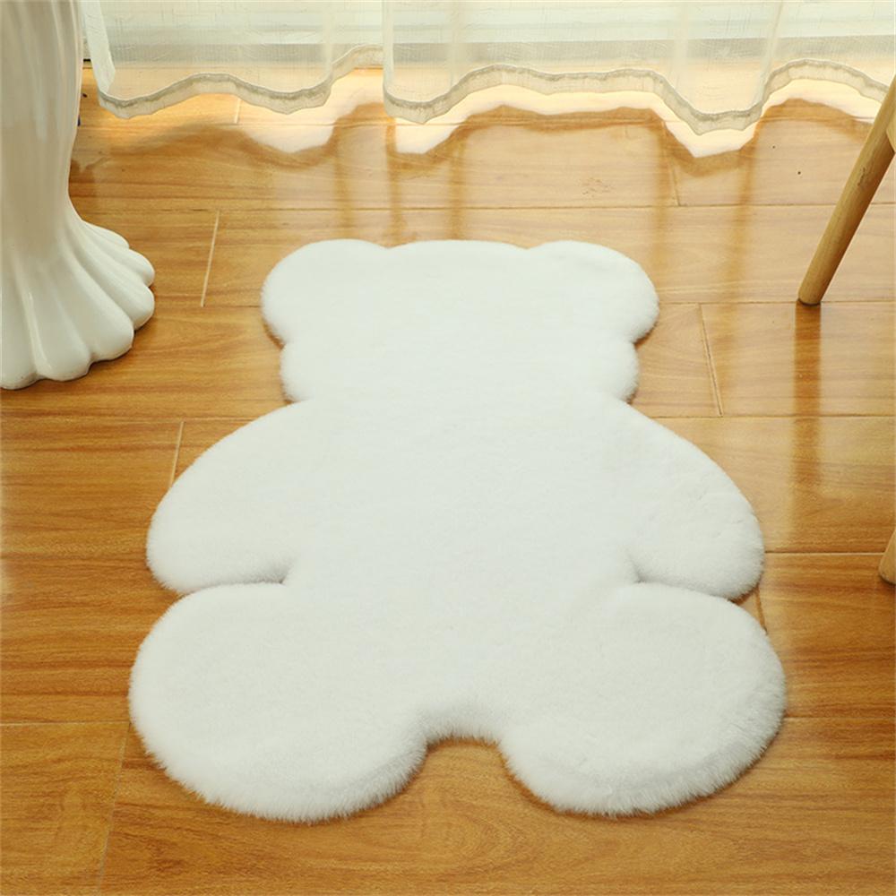 

Искусственный мягкий ковер из кроличьей шерсти в форме медведя для спальни, гостиной, коврики, противоскользящие, впитывающие, напольные коврики белый