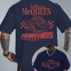 Car Lightning McQueen Adult White TShirt Lightning McQueen Text and Racing Pattern Back Unisex Women Oversize Cotton Top