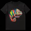 Chamäleon Liebhaber Lebendiger Farbspritzer Reptil Tier Kunst T-Shirt Vintage Mann Grafik Dehnbar Lässig Unisex Mode